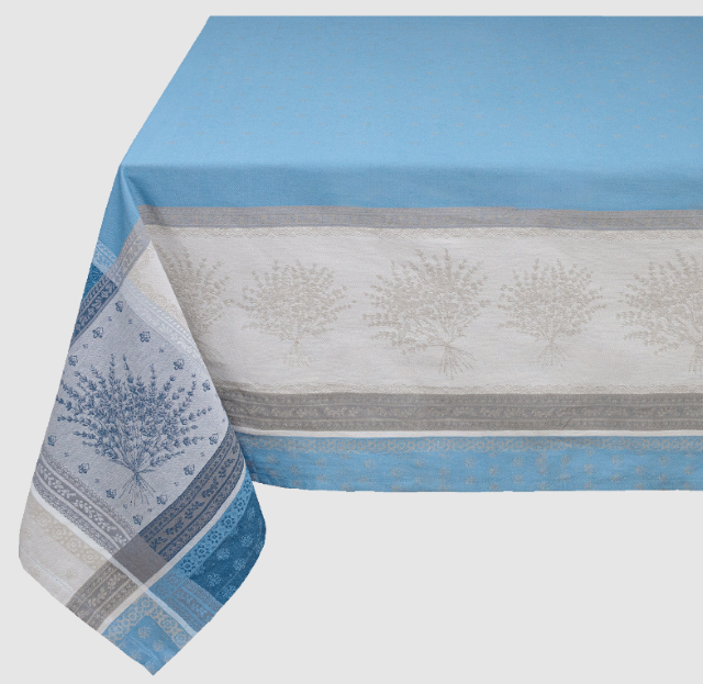 French Jacquard tablecloth, Teflon (Lourmarin. bleu)